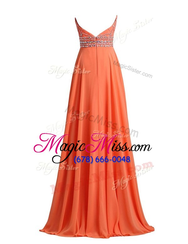 wholesale edgy scoop sleeveless sweep train zipper beading and belt prom gown