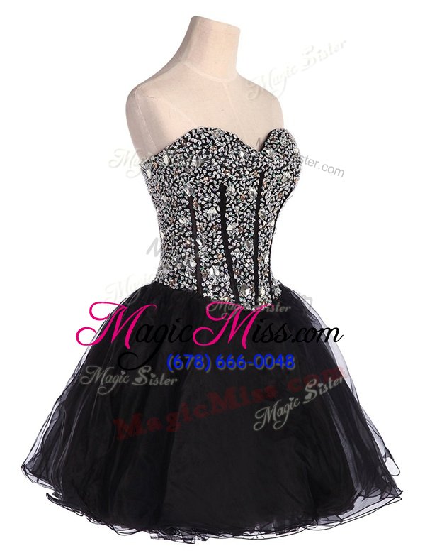 wholesale popular black sleeveless beading mini length prom evening gown