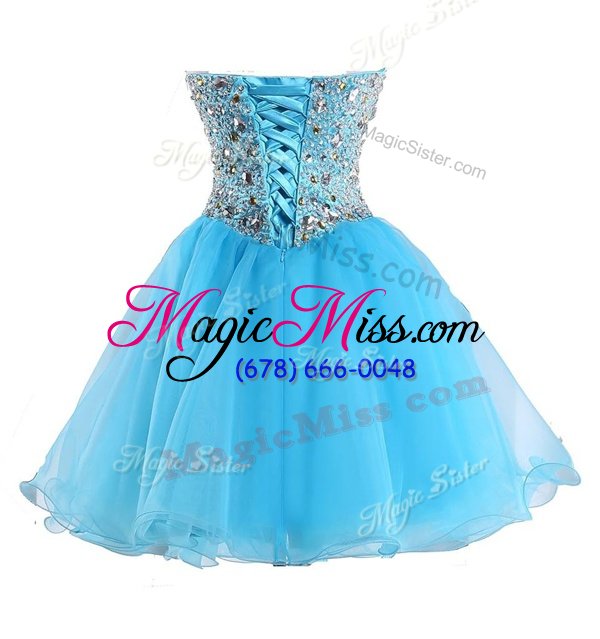 wholesale ball gowns cocktail dresses blue sweetheart organza sleeveless mini length lace up