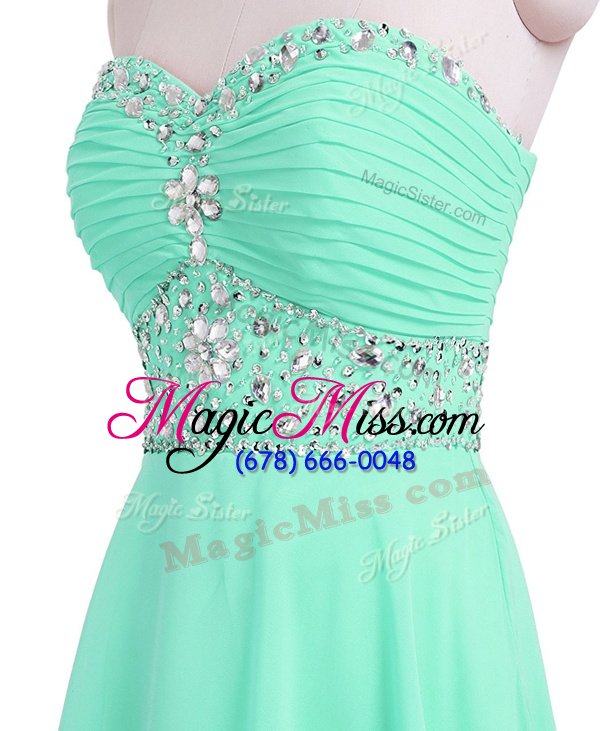 wholesale suitable sweetheart sleeveless dress for prom mini length beading and belt apple green organza