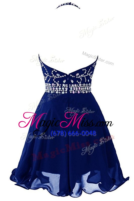 wholesale ideal halter top organza sleeveless mini length prom dress and beading