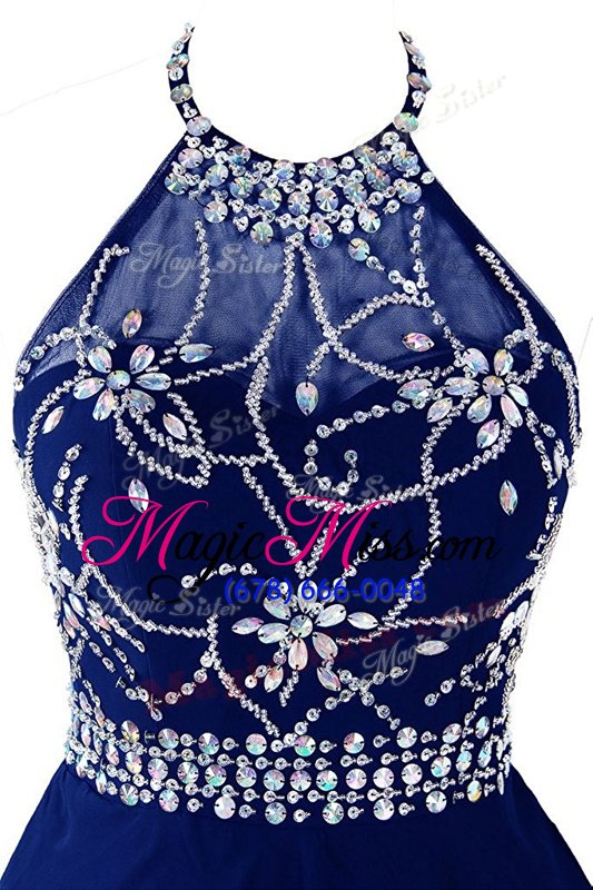 wholesale ideal halter top organza sleeveless mini length prom dress and beading
