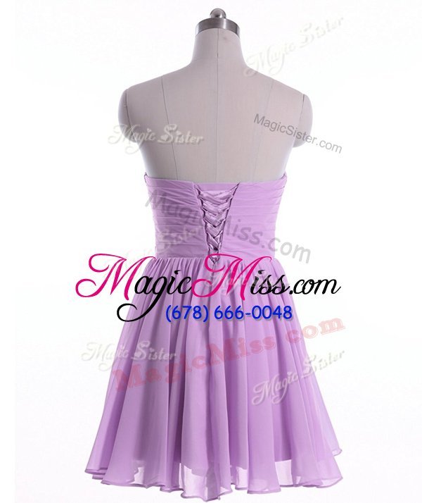 wholesale fashion sleeveless mini length beading lace up with lilac