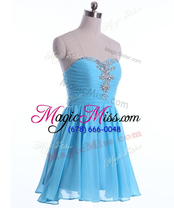 wholesale inexpensive sweetheart sleeveless chiffon dress for prom beading lace up