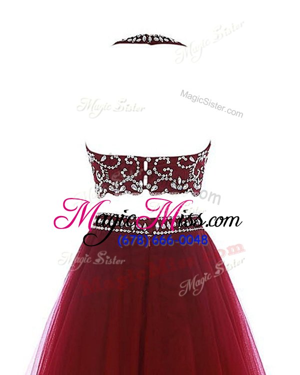 wholesale most popular scoop sleeveless mini length beading clasp handle homecoming dress with red