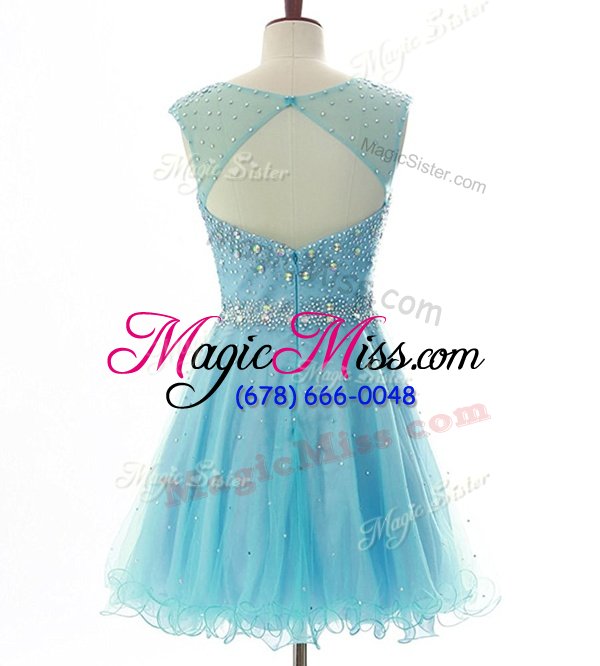 wholesale low price aqua blue sleeveless chiffon zipper womens evening dresses for prom and party
