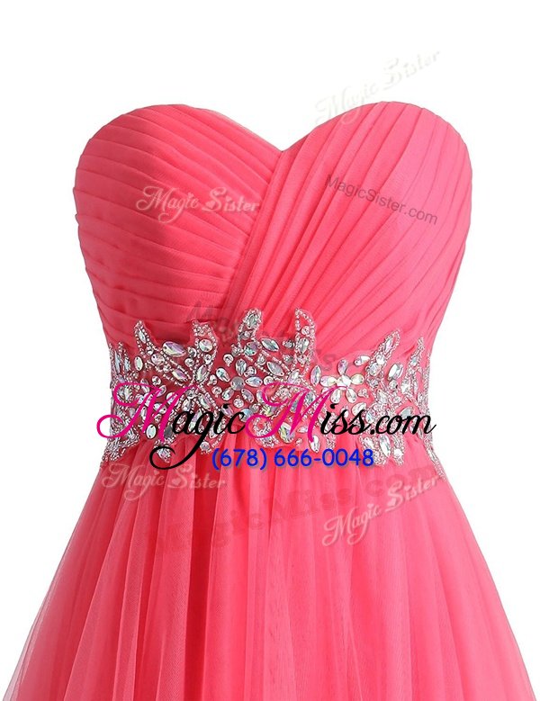 wholesale best selling watermelon red sleeveless chiffon lace up dress for prom for prom and party