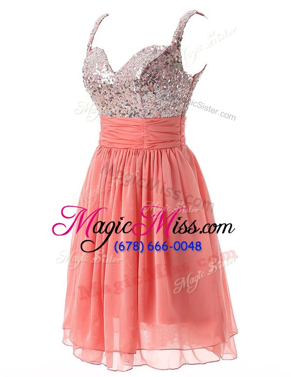 wholesale superior orange red straps zipper beading prom gown sleeveless