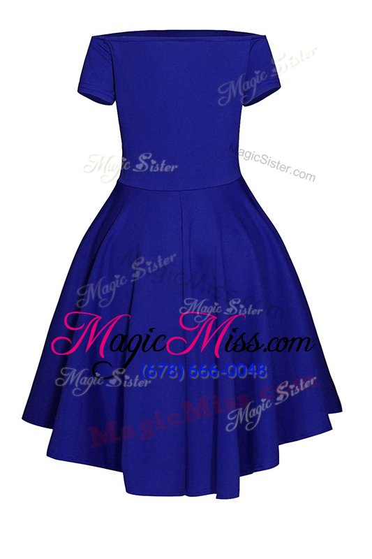 wholesale inexpensive satin short sleeves tea length mother of the bride dress and ruching