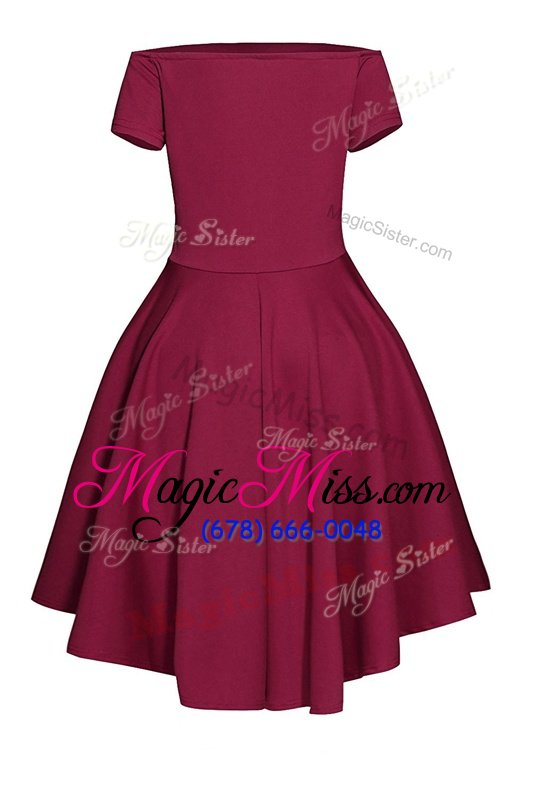 wholesale decent short sleeves ruching side zipper hoco dress