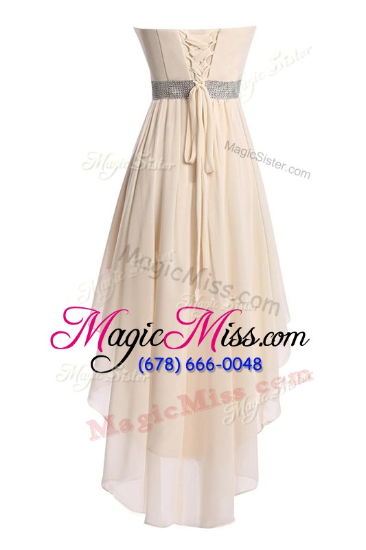 wholesale edgy organza sweetheart sleeveless lace up belt prom evening gown in navy blue