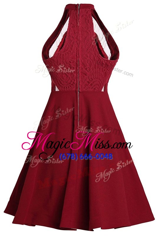 wholesale lovely knee length wine red prom dresses chiffon sleeveless ruffled layers
