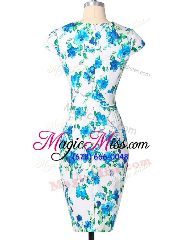 wholesale hot selling sweetheart cap sleeves mother of the bride dress knee length pattern and belt white chiffon