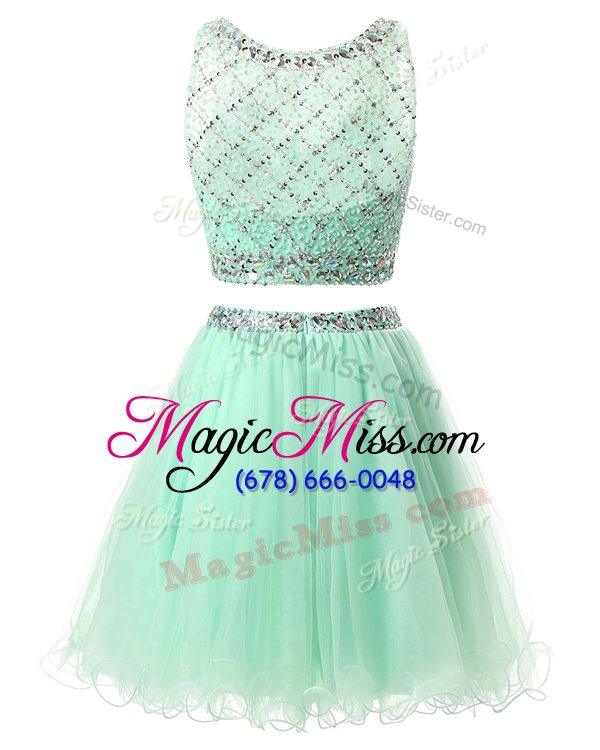 wholesale smart lavender a-line sweetheart sleeveless organza mini length side zipper beading and belt dress for prom