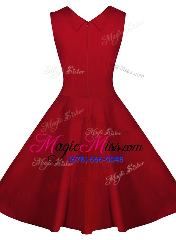 wholesale pretty knee length a-line sleeveless wine red homecoming dresses zipper