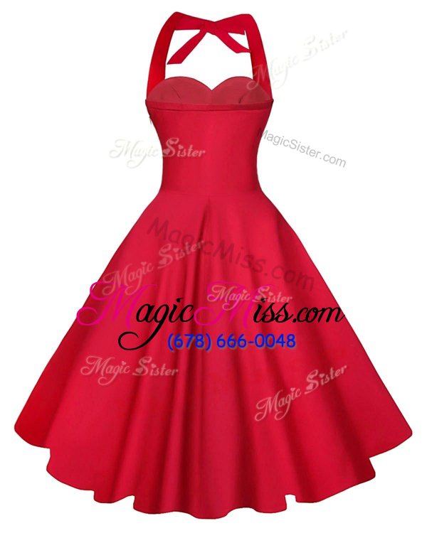 wholesale hot selling sweetheart sleeveless backless party dress for girls red satin
