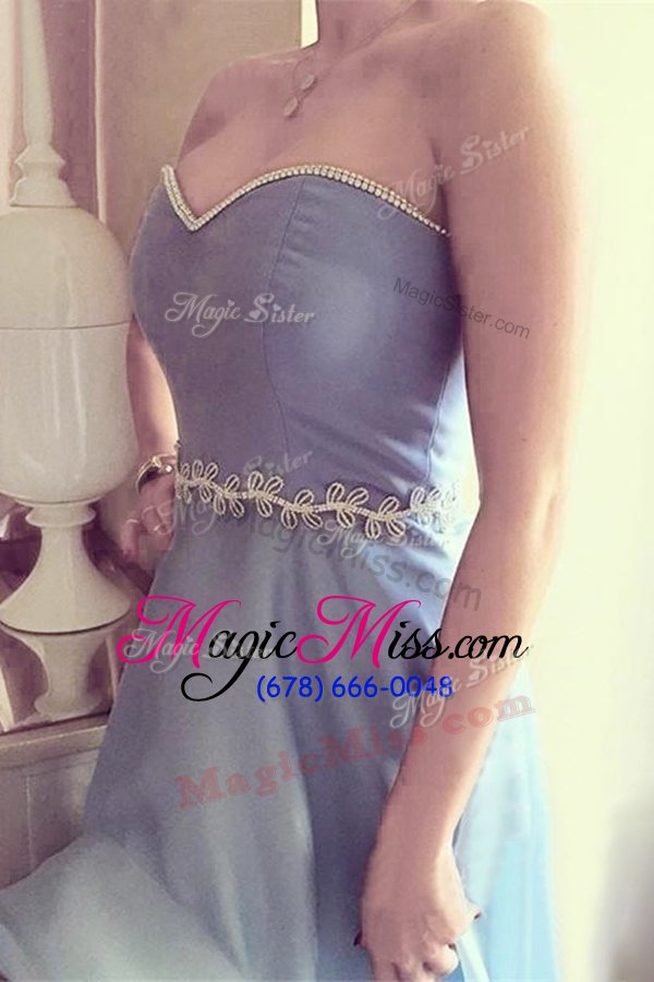 wholesale sumptuous blue sleeveless beading asymmetrical celeb inspired gowns