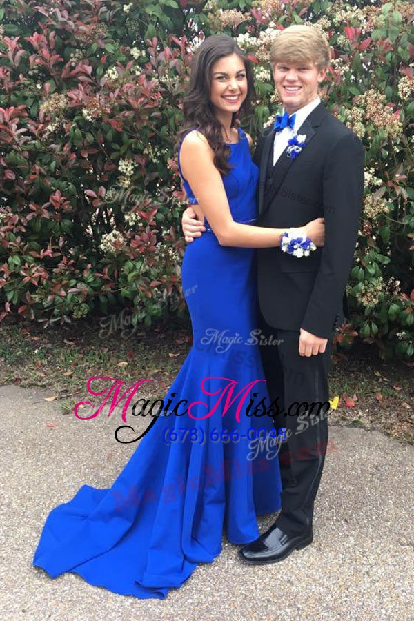 wholesale fantastic mermaid sleeveless sweep train backless with train beading dress for prom