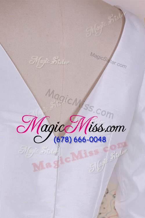 wholesale unique scoop half sleeves zipper mother of the bride dress white chiffon
