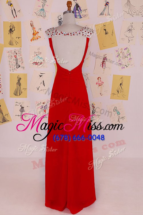 wholesale fine red v-neck neckline beading homecoming dresses sleeveless backless
