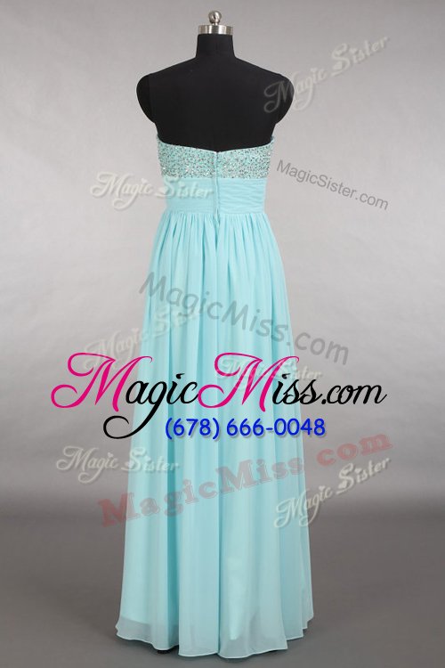 wholesale hot selling sleeveless chiffon floor length zipper in blue for with beading
