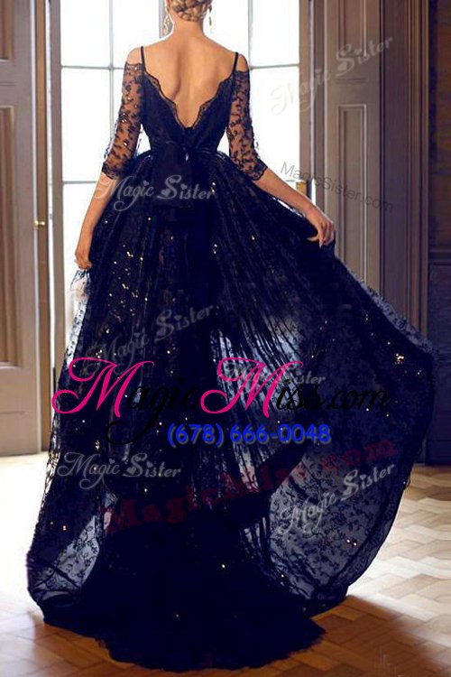 wholesale sumptuous black cocktail dresses prom and party and for with lace off the shoulder half sleeves backless