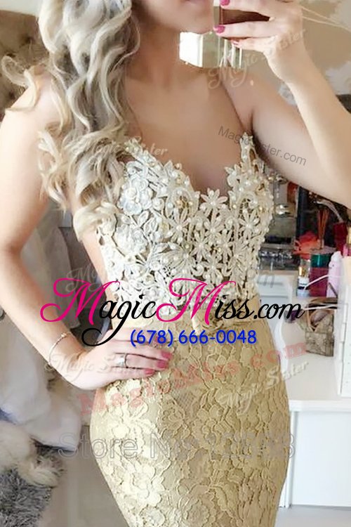 wholesale ideal mermaid gold zipper spaghetti straps lace and belt going out dresses lace sleeveless brush train