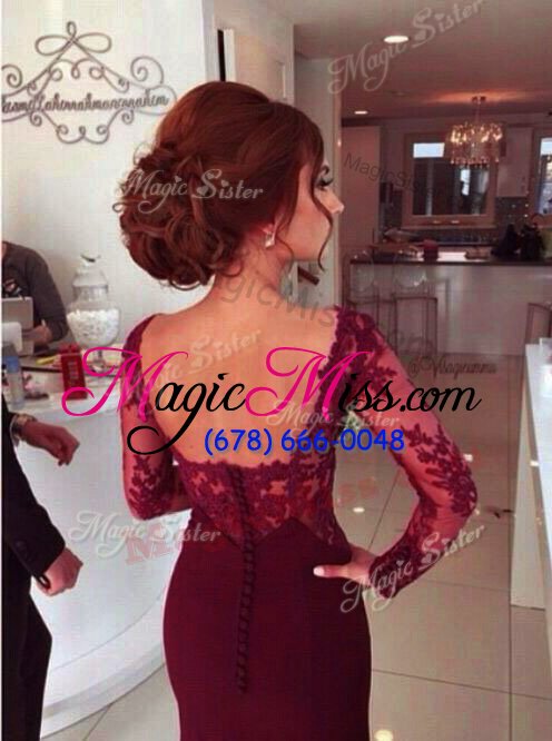 wholesale superior burgundy sweetheart zipper lace and appliques mother of the bride dress court train long sleeves
