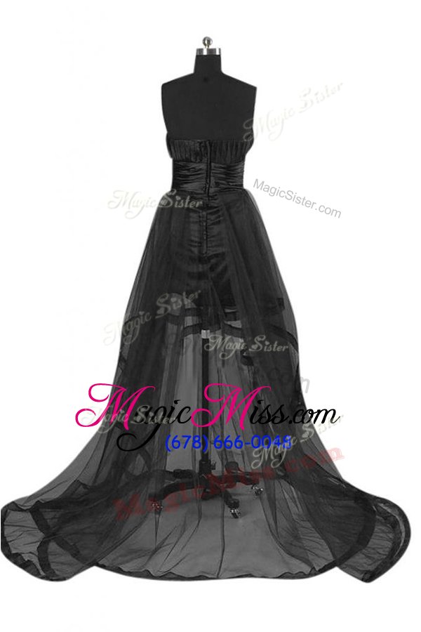 wholesale excellent black strapless zipper sashes|ribbons homecoming gowns sleeveless