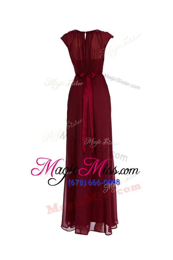 wholesale most popular scoop chiffon cap sleeves floor length homecoming dress and beading