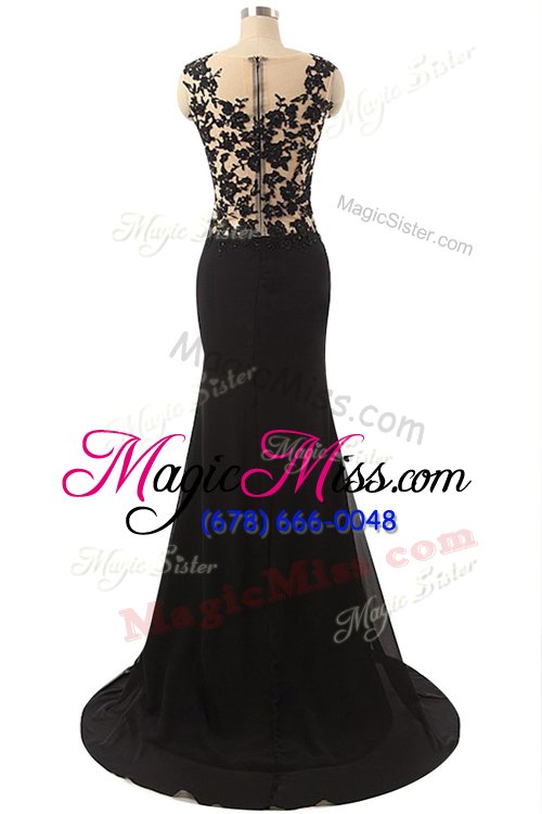 wholesale colorful mermaid scoop black sleeveless chiffon zipper prom gown for prom