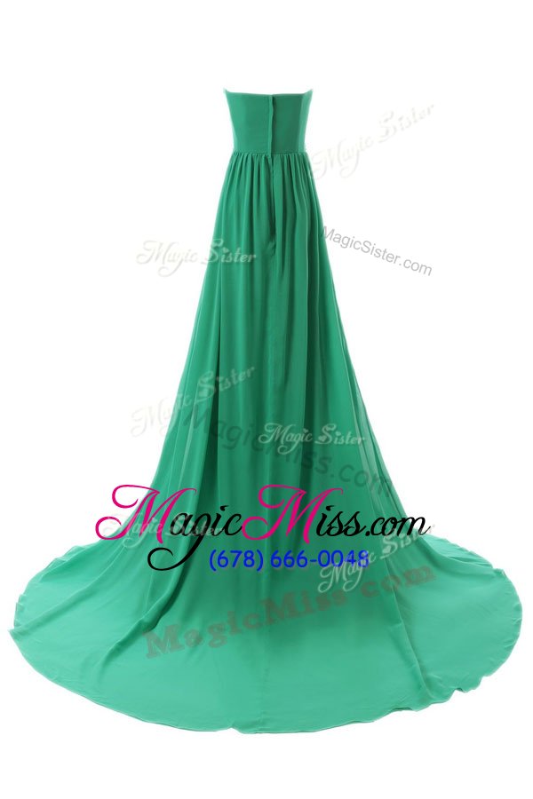 wholesale chic red and blue and green zipper sweetheart beading prom evening gown chiffon sleeveless court train