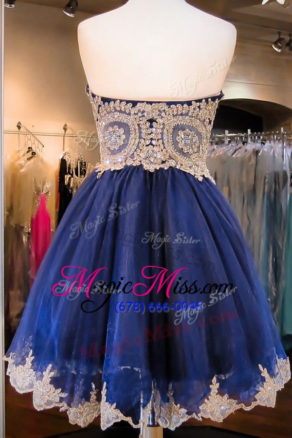 wholesale cute sweetheart sleeveless side zipper prom dress royal blue tulle
