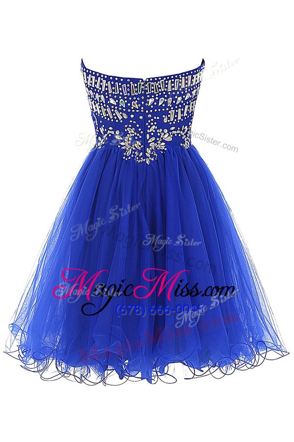 wholesale vintage royal blue sleeveless tulle zipper prom dresses for prom and party