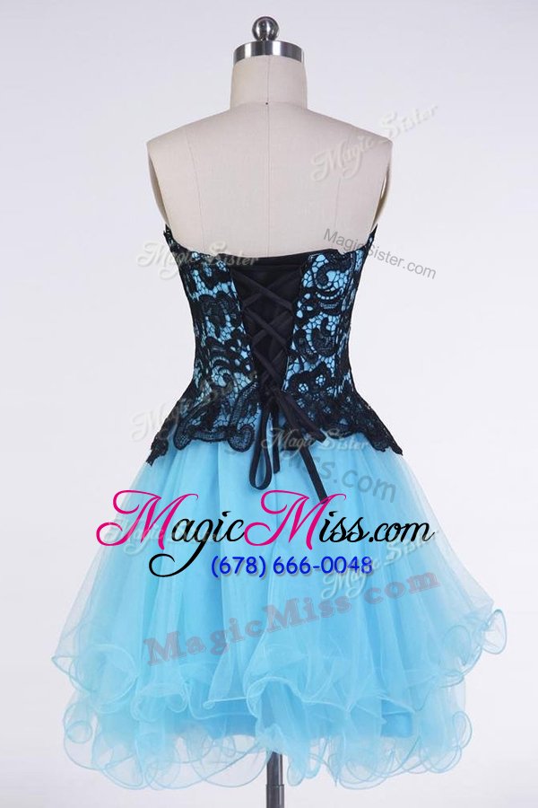 wholesale affordable sweetheart sleeveless tulle homecoming dresses appliques lace up