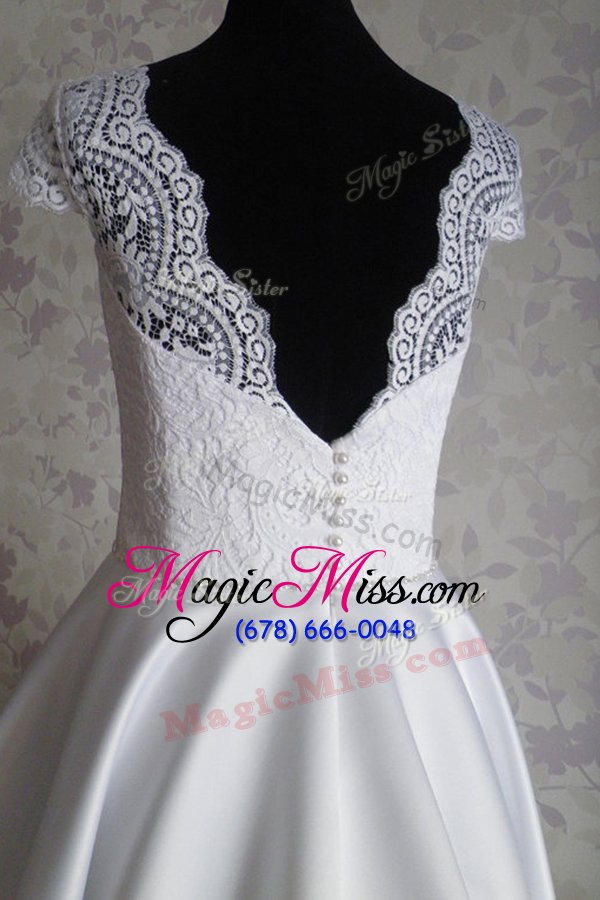 wholesale free and easy white bateau zipper lace prom dress cap sleeves