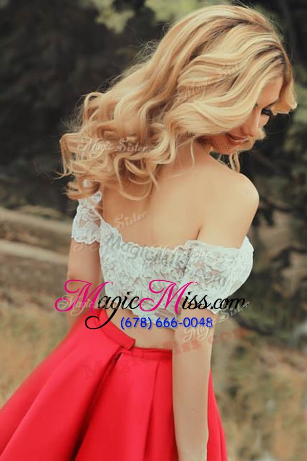 wholesale fine off the shoulder short sleeves lace zipper homecoming dress online