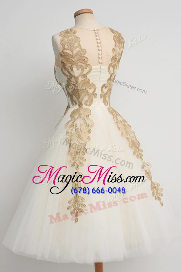wholesale adorable knee length champagne military ball gowns tulle sleeveless lace