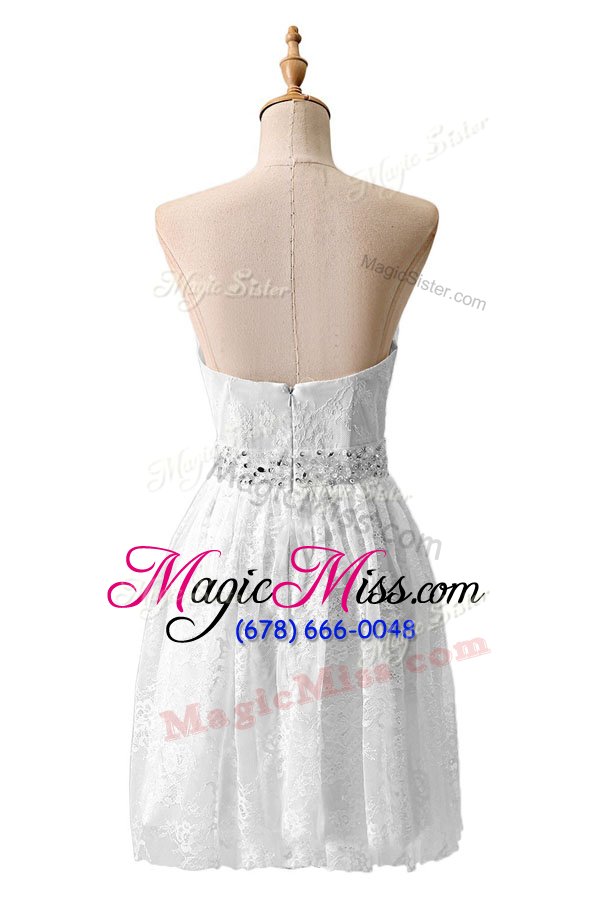 wholesale glorious white lace zipper sweetheart sleeveless knee length military ball dresses for women beading