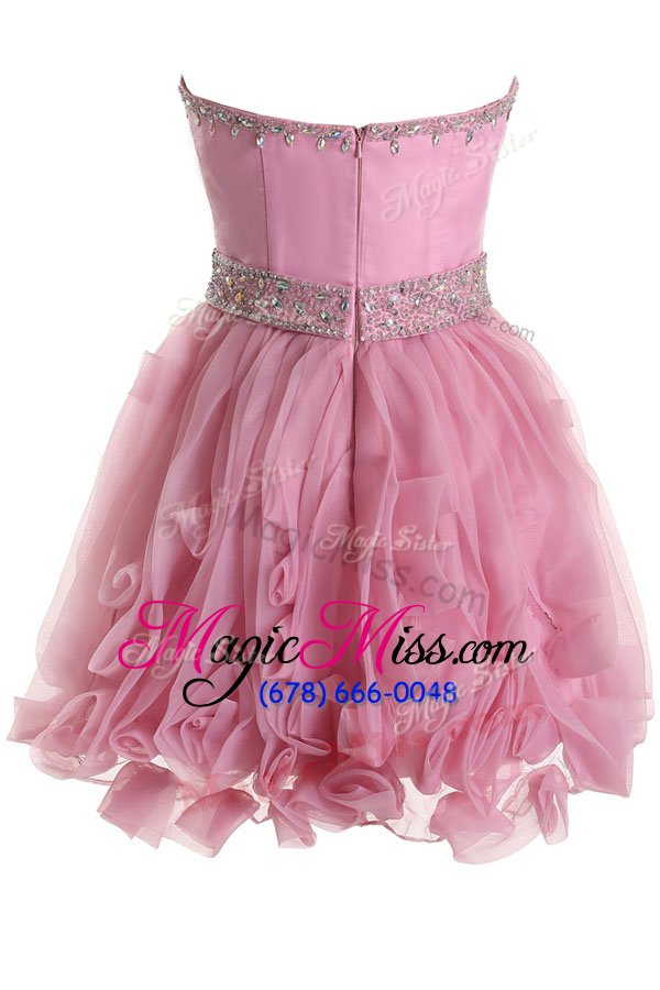 wholesale most popular pink a-line organza sweetheart sleeveless beading knee length zipper cocktail dresses