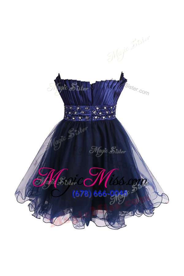 wholesale high end navy blue strapless zipper beading and sashes|ribbons prom dresses sleeveless