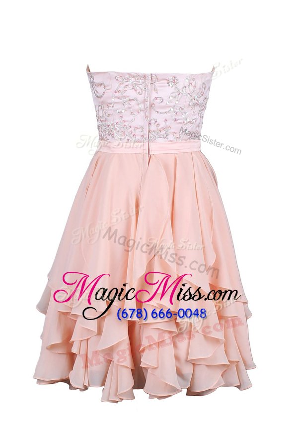 wholesale superior chiffon sleeveless knee length homecoming dress and beading and appliques