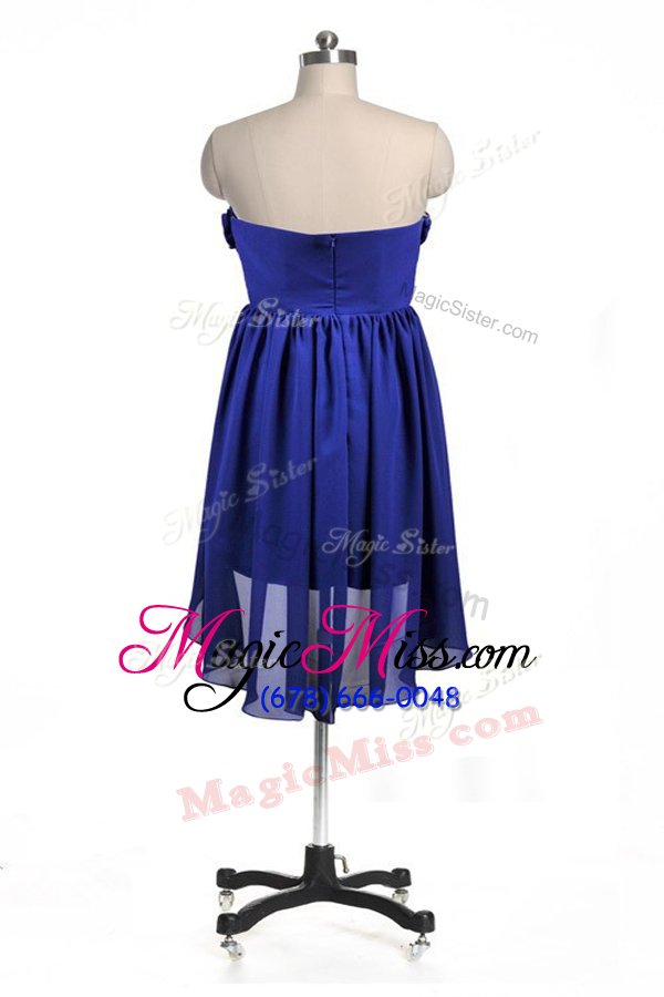 wholesale designer knee length a-line sleeveless royal blue homecoming gowns zipper