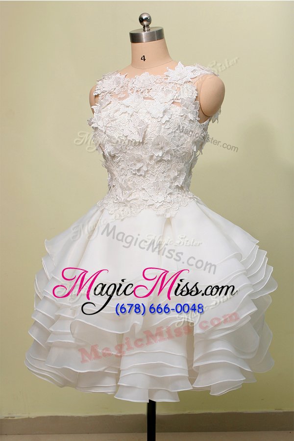 wholesale captivating scoop organza and lace sleeveless knee length juniors party dress and lace
