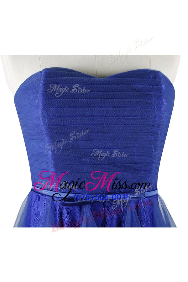 wholesale modern strapless sleeveless tulle and lace prom dress belt zipper
