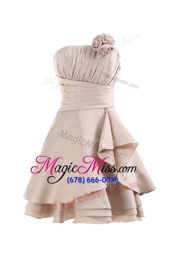 wholesale affordable pleated knee length a-line sleeveless lilac and gold hoco dress lace up