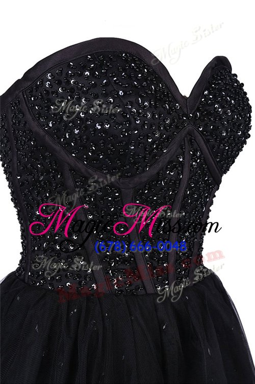 wholesale deluxe black criss cross prom gown sequins sleeveless knee length