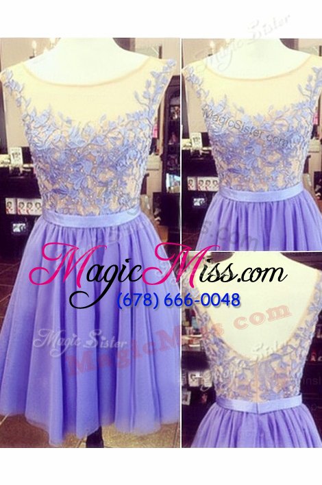 wholesale nice scoop lace appliques hoco dress red and royal blue zipper sleeveless mini length