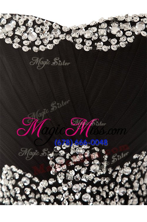 wholesale super organza sweetheart sleeveless zipper beading evening dress in black
