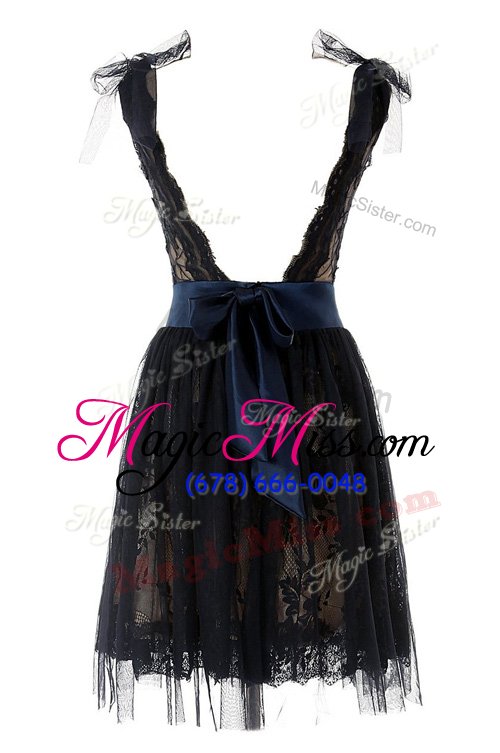 wholesale ideal a-line party dress for toddlers black scoop tulle sleeveless knee length backless
